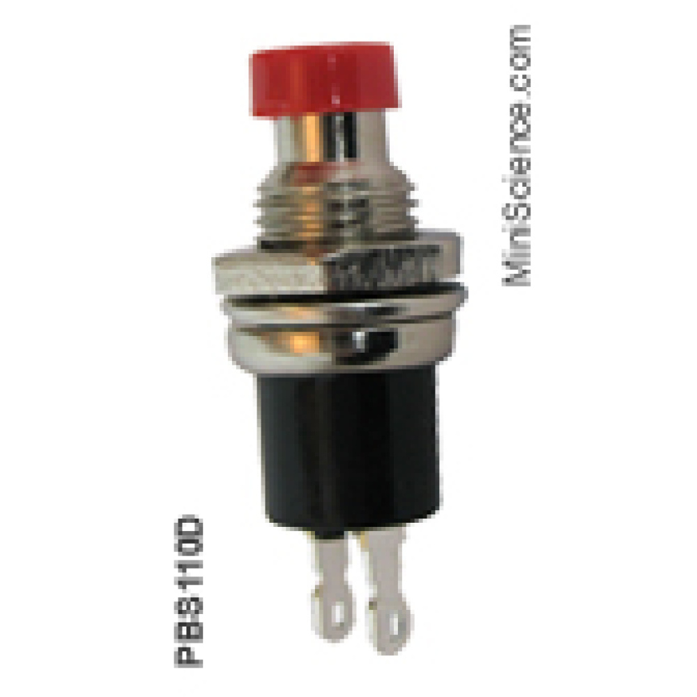Mini Push Button Switch, Red, Open, Spst